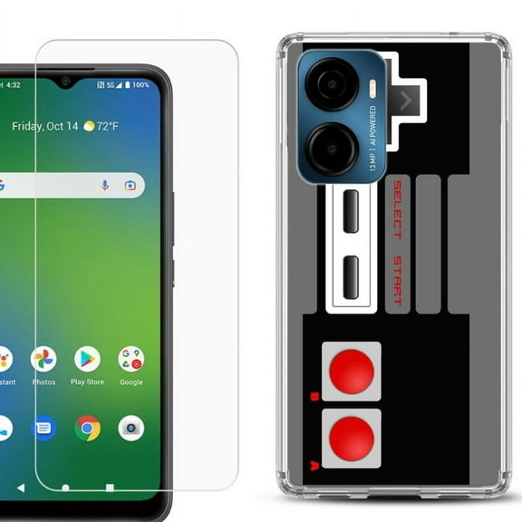 For AT&T Propel 2 5G Phone Case Cover, Shockproof Bumper Hybrid Case with Tempered Glass Screen Protector, by OneToughShield - Game Controller