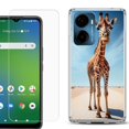 thumbnail image 1 of For AT&T Propel 2 5G Phone Case Cover, Shockproof Bumper Hybrid Case with Tempered Glass Screen Protector, by OneToughShield - Giraffe, 1 of 3