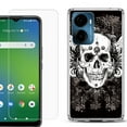thumbnail image 1 of For AT&T Propel 2 5G Phone Case Cover, Shockproof Bumper Hybrid Case with Tempered Glass Screen Protector, by OneToughShield - Grunge Skull, 1 of 3