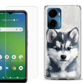 thumbnail image 1 of For AT&T Propel 2 5G Phone Case Cover, Shockproof Bumper Hybrid Case with Tempered Glass Screen Protector, by OneToughShield - Husky Puppy, 1 of 3