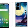 thumbnail image 1 of For AT&T Propel 2 5G Phone Case Cover, Shockproof Bumper Hybrid Case with Tempered Glass Screen Protector, by OneToughShield - Lighthouse Moon, 1 of 3