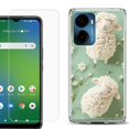 thumbnail image 1 of For AT&T Propel 2 5G Phone Case Cover, Shockproof Bumper Hybrid Case with Tempered Glass Screen Protector, by OneToughShield - Little Sheep, 1 of 3