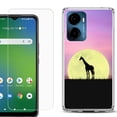 thumbnail image 1 of For AT&T Propel 2 5G Phone Case Cover, Shockproof Bumper Hybrid Case with Tempered Glass Screen Protector, by OneToughShield - Moonlight Giraffe, 1 of 3