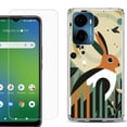 thumbnail image 1 of For AT&T Propel 2 5G Phone Case Cover, Shockproof Bumper Hybrid Case with Tempered Glass Screen Protector, by OneToughShield - Rabbit, 1 of 3