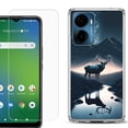 thumbnail image 1 of For AT&T Propel 2 5G Phone Case Cover, Shockproof Bumper Hybrid Case with Tempered Glass Screen Protector, by OneToughShield - River Elk, 1 of 3