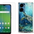 thumbnail image 1 of For AT&T Propel 2 5G Phone Case Cover, Shockproof Bumper Hybrid Case with Tempered Glass Screen Protector, by OneToughShield - Sea Turtle Undersea, 1 of 3