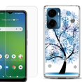 thumbnail image 1 of For AT&T Propel 2 5G Phone Case Cover, Shockproof Bumper Hybrid Case with Tempered Glass Screen Protector, by OneToughShield - Snowflakes Tree, 1 of 3