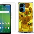 thumbnail image 1 of For AT&T Propel 2 5G Phone Case Cover, Shockproof Bumper Hybrid Case with Tempered Glass Screen Protector, by OneToughShield - Sunflower, 1 of 3