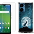 thumbnail image 1 of For AT&T Propel 2 5G Phone Case Cover, Shockproof Bumper Hybrid Case with Tempered Glass Screen Protector, by OneToughShield - Wolf Moon, 1 of 3