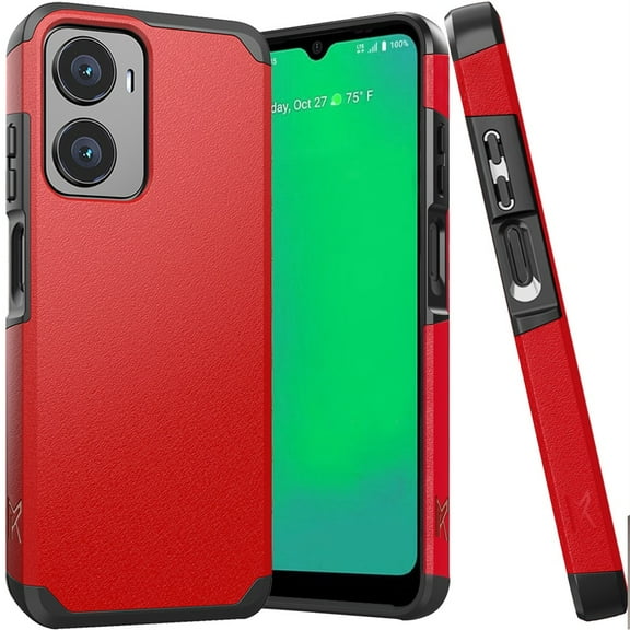 For AT&T Propel 2 5G Slim Shockproof Hybrid Cover Cellphone Case - mk Red