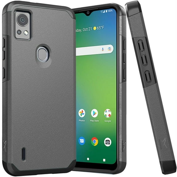 For AT&T SL112A 6782D / Cricket SL112C Slim Shockproof Hybrid Cover Cell Phone Case - MK Gray