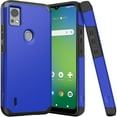thumbnail image 1 of For AT&T SL112A 6782D / Cricket SL112C Slim Shockproof Hybrid Cover Cell Phone Case + Tempered Glass - MK Blue, 1 of 5