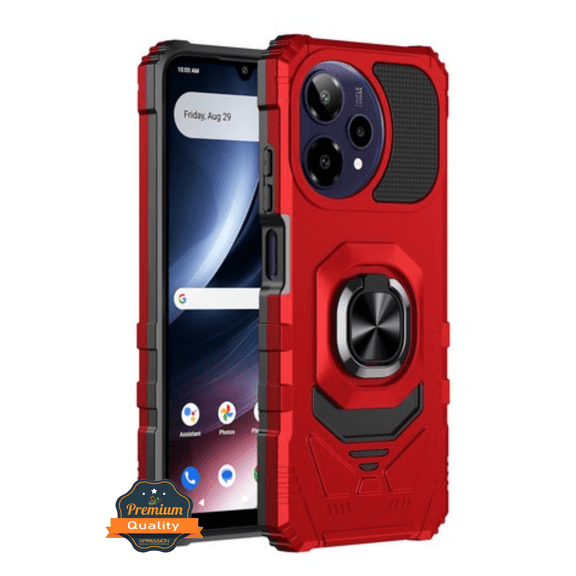 For AT&T Verge 2 Hybrid Magnetic Car Mount Ring Kickstand Stand Holder Full-Body Armor Protective [Military Grade] Phone Case Cover by Xpression, Red