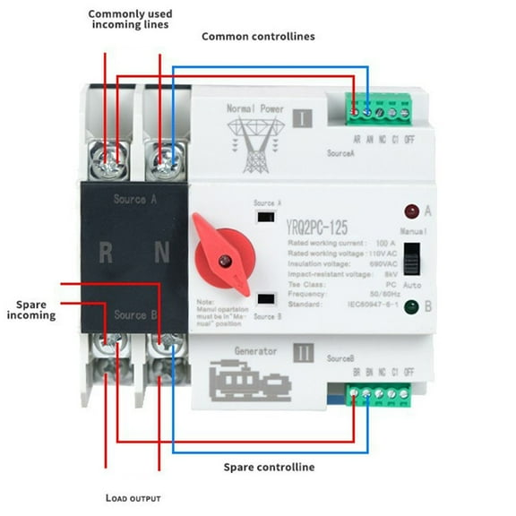 For ATS Transfer Switch 63A 220V Dual Power Automatic Generator Transfer Switch