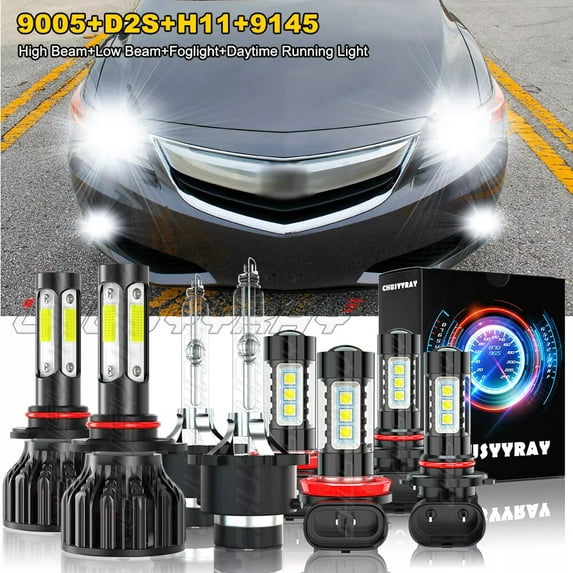 For Acura ILX 2013-2015 8Pcs LED HID Headlight Hi-Lo Beam + Daytime Running Light + Fog Light Bulbs Kit 6000K White