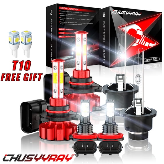 For Acura MDX 2009 2010 2011 2012 2013 - 6x Combo 9005+D2S LED HID Headlight & H11 Fog Light Bulbs Kit