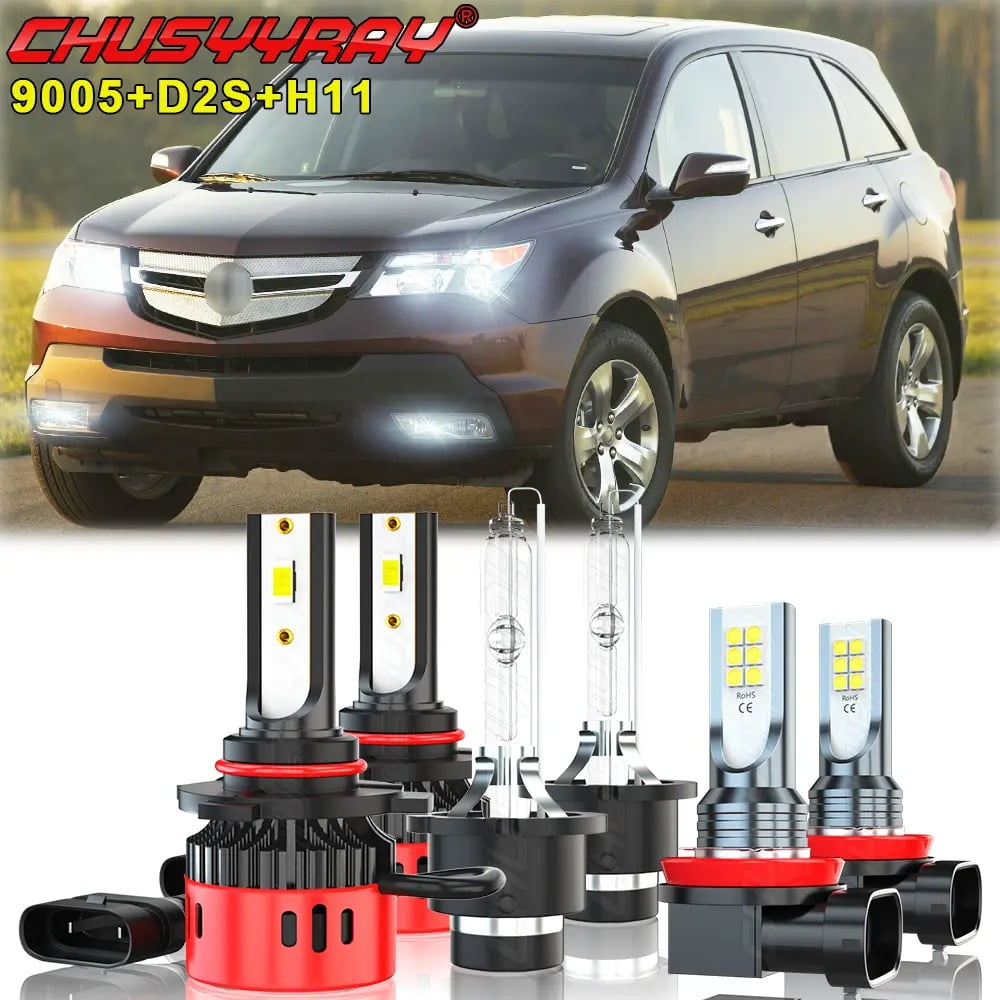 For Acura MDX 2010 2011 2012 2013 LED HID Headlight High Low Beam Fog Light Bulbs Kit 6000K White 6x