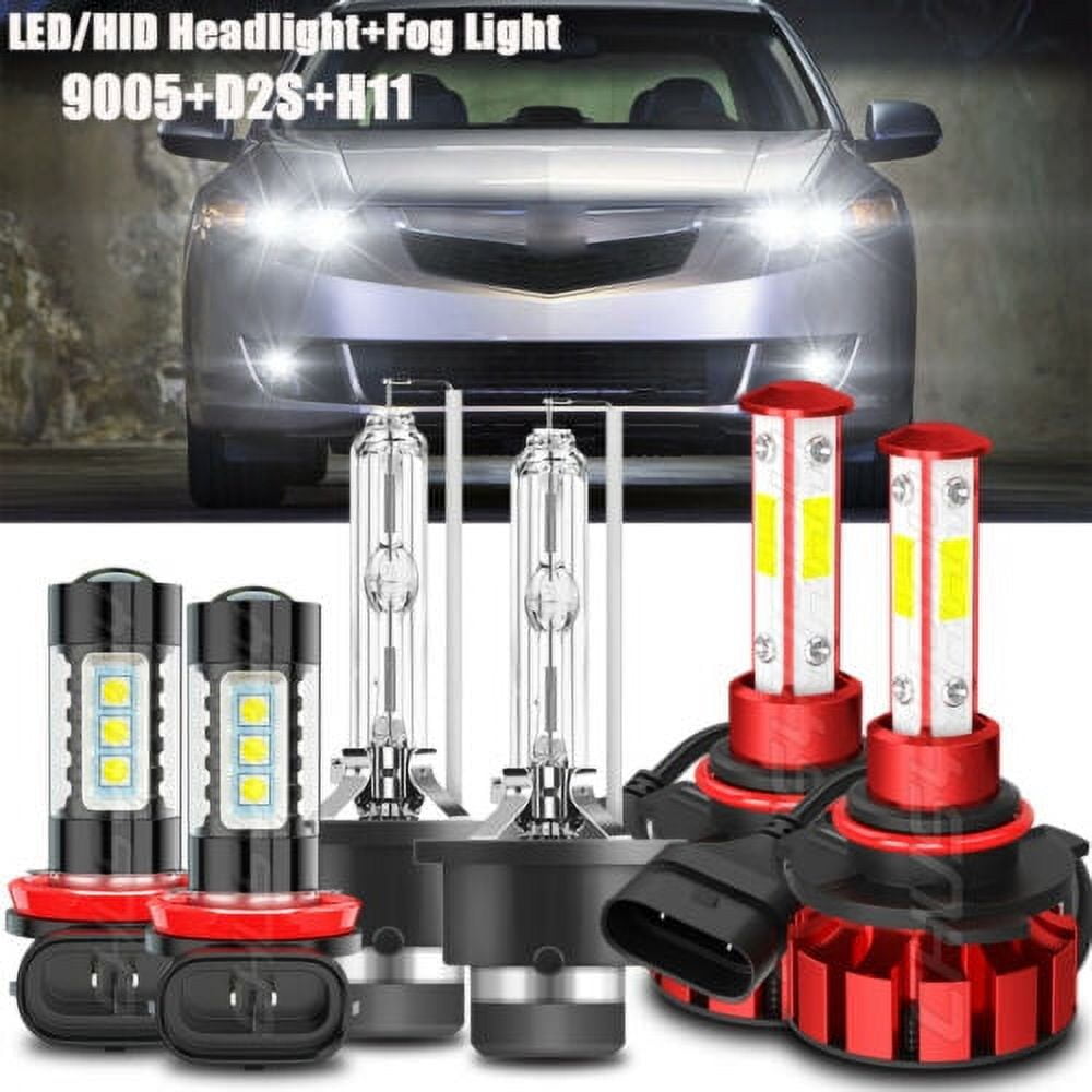 For Acura RL 2005 2006 2007-2012 6x LED HID Headlights High/Low Fog Light Bulbs