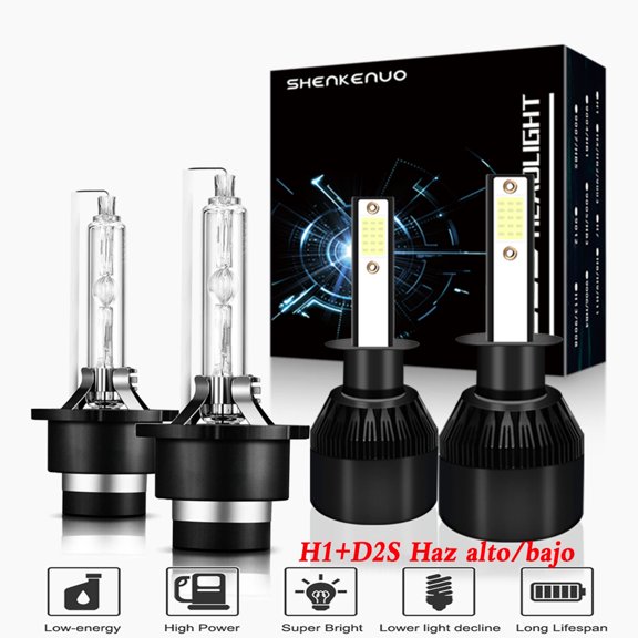 For Acura TSX 2004-2008 Headlights H1 LED High Beam + D2S HID Xenon Low Beam 4pc