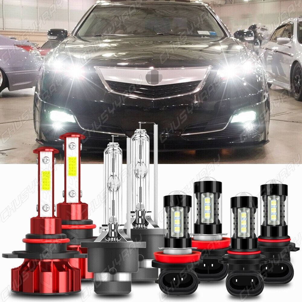 For Acura Tl 2009 2014 8Pcs Front LED Hid Headlights Hi Lo DRL