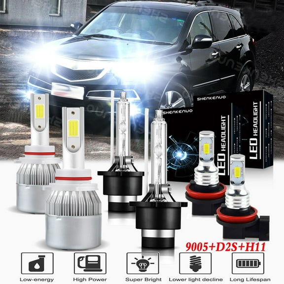 For Acura Tsx 09-2014 Headlights 9005 LED High Beam D2S HID Xenon Low Beam+H11 Fog Light 6pc