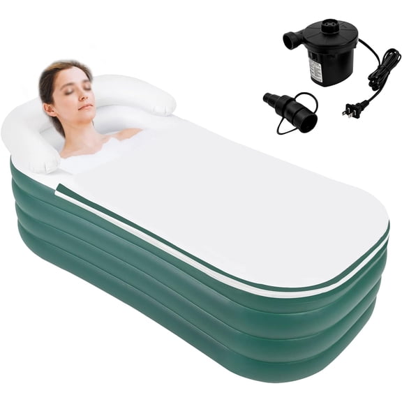For Adult Spa Inflatable Adult Bath Tub, Foldable Portable Inflatable Soaking Bathtub with Electric Air Pump Blow Up Bathtub
