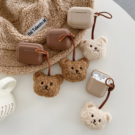 For AirPods 3rd Gen 2021/1/2/Pro 2 case,Shockproof Plush TPU Case Cover With Bear Pandent