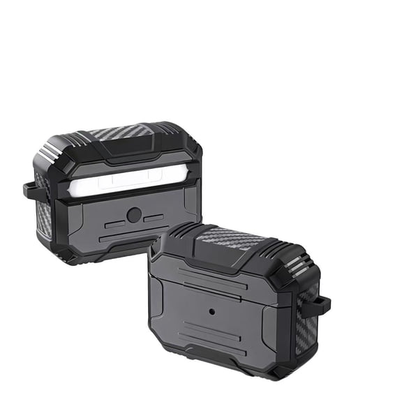 For AirPods Pro 3 2025 (3rd Version) Rugged ShockProof Hybrid With Metal Hook Case Cover - Black