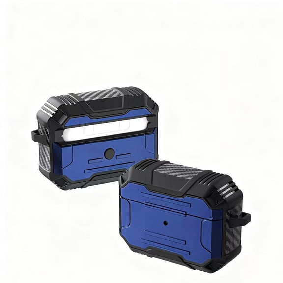 For AirPods Pro 3 2025 (3rd Version) Rugged ShockProof Hybrid With Metal Hook Case Cover - Dark Blue