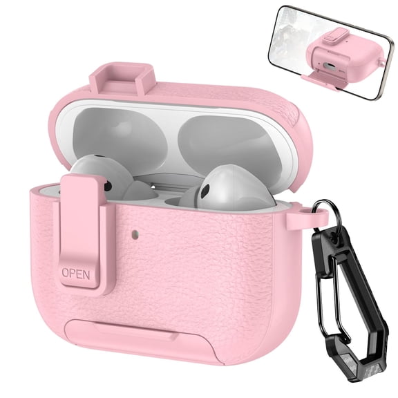 For AirPods Pro 3 Leather Texture Wireless Earphones Case with Hook & Holder For AirPods Pro 3