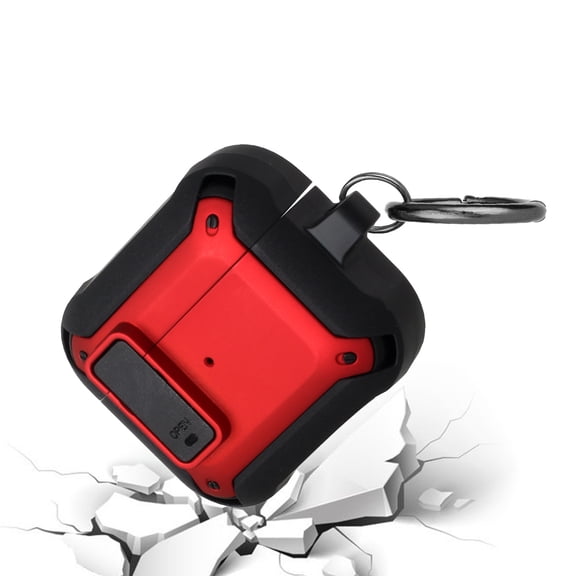 For Airpods Pro2 2022 2nd Version Switch Closure Premium Ultra Shockproof Hybrid With Metal Hook Case Cover - Blackred