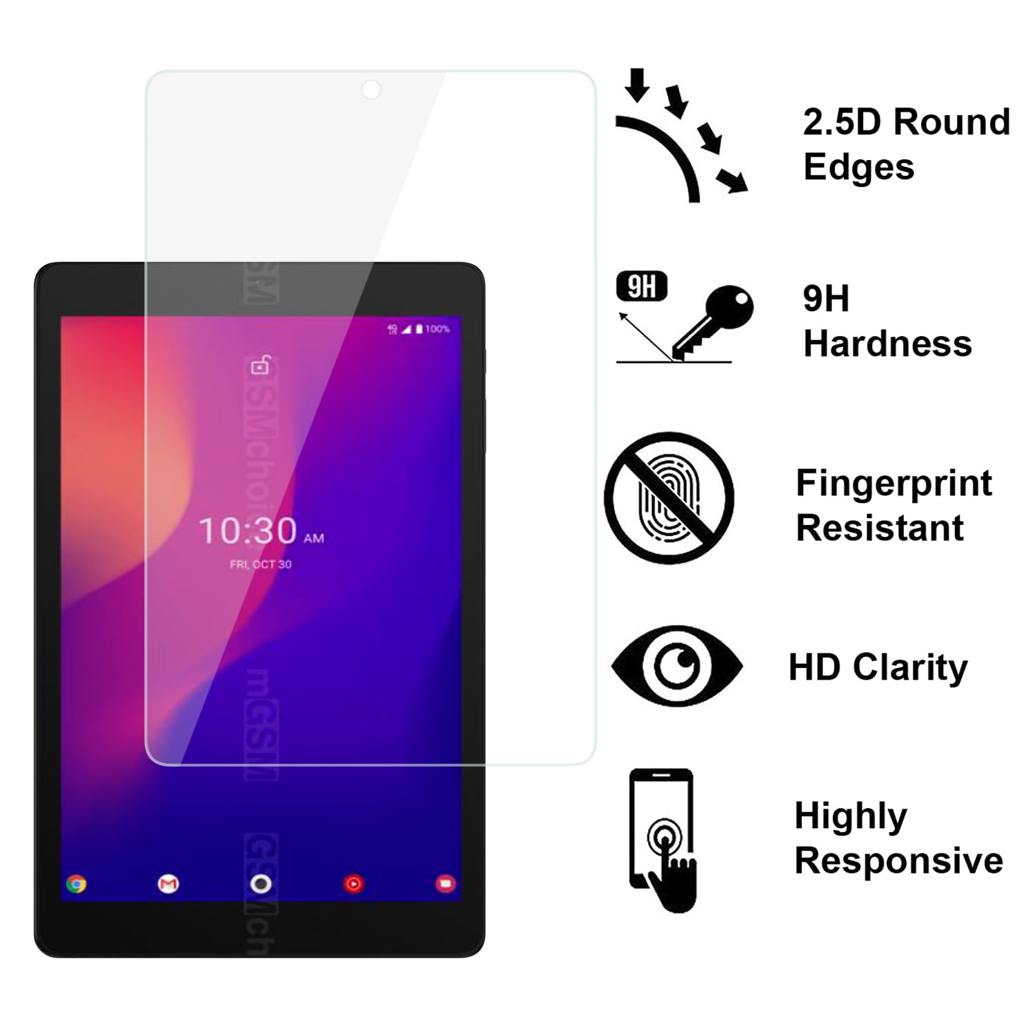 For Alcatel joy Tab Tablet Tempered Glass Screen Protector HD