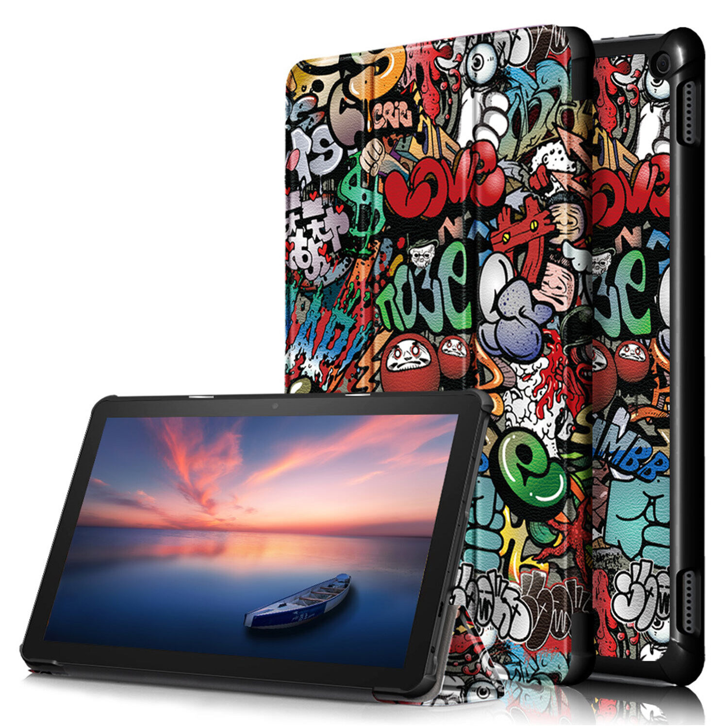 For Amazon Kindle Fire 10.1 HD 10/HD 10 Plus 2021 Smart Leather Folio