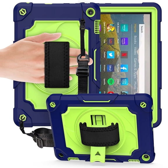 For Amazon Kindle Fire HD 8 2020 360 Degree Rotation Turntable Contrast Color Robot Shockproof +