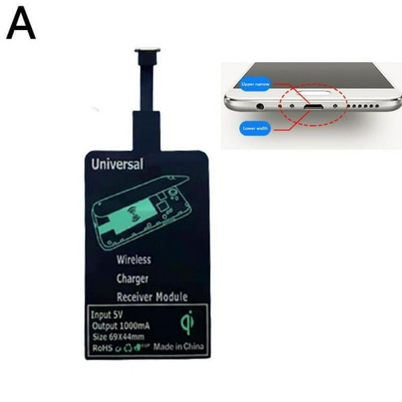 For Android Type C USB Wireless Charger Receiver Adaptor Patch Charging E5D1