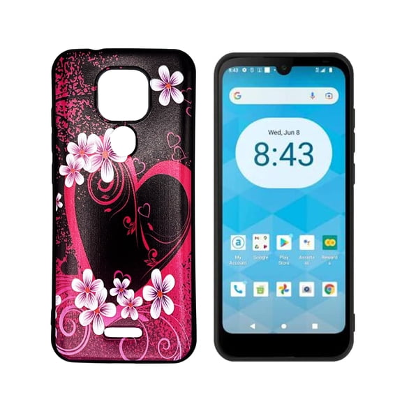 For Ans Artia ACK2326 TPU 1-Piece Flexible Skin Cover Cell Phone Case + Tempered Glass - TPU Pink Heart