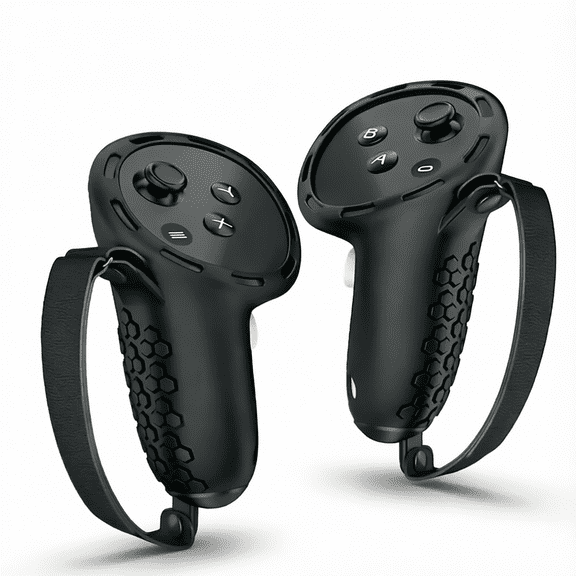 For Anti-Slip Textured Silicone Controller Grips Compatible with Meta Quest 3 Meta Quest 3S Adjustable Knuckle Straps VR Gaming Accessories
