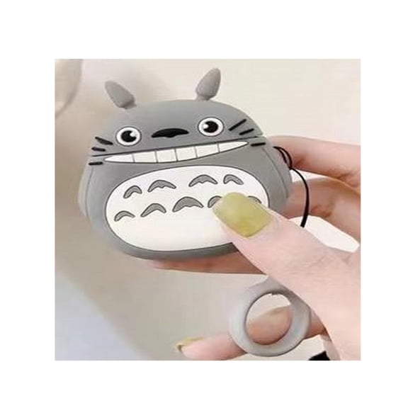 For Apple AirPods 3 (2021) Hybrid Cute 3D Fun Design Silicone Skin Cartoon Animal with Keychain Holder Rubber TPU Phone Case Cover by Xpression [Gray Cartoon]