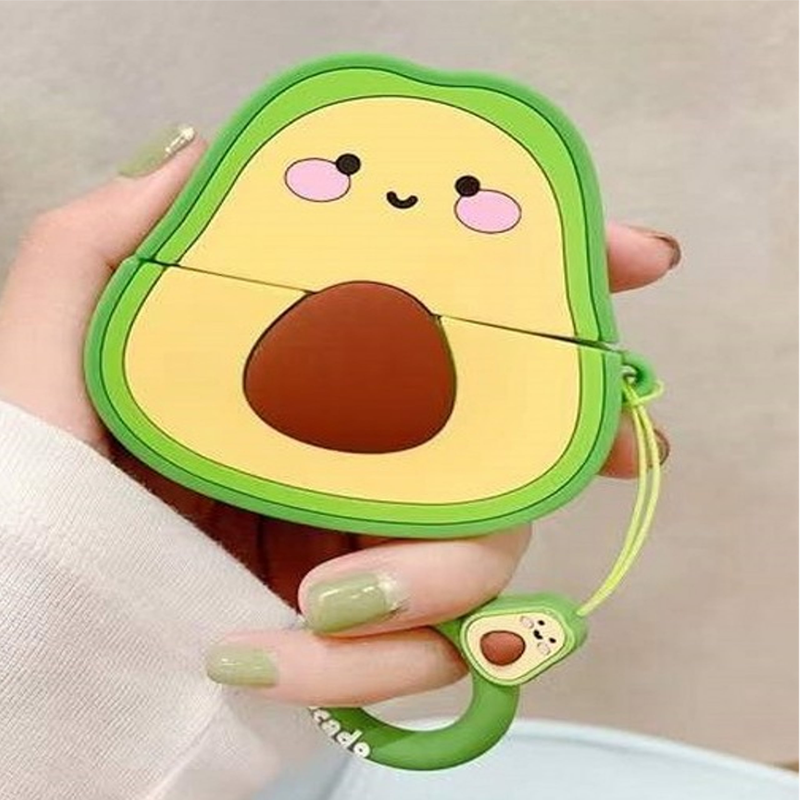 Cute Airpods Case, Airpods 2 Case, Funny 3d Cartoon Fruit Avocado Case,  Soft Silicone Full Protection Shockproof Charging Case Cover With Keychain