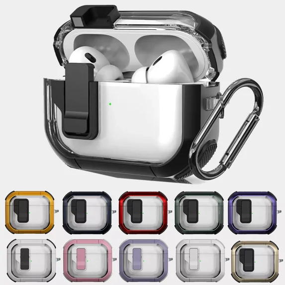 For Apple AirPods 4th 3rd 2nd Gen/Pro 2 Shockproof Armor Lock Case with Keychain