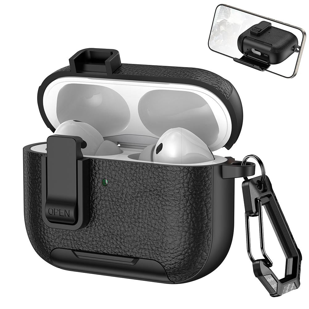 For Apple AirPods Pro 3 Protective Case With Secure Lock Leather