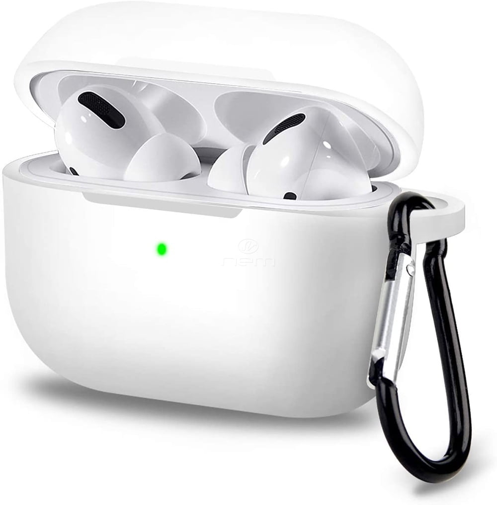 For Apple AirPods Pro 3rd Generation Silicone Earpod Charging Protective with Carabiner Case Cover Silver