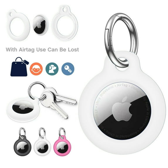 For Apple AirTag Case PC Protective Cover for AirTags 2021 with KeychainWhite