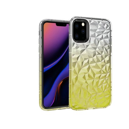 For Apple Iphone 11 Pro Max Xi6.5 Premium Two Tone Diamond Textured Design Tpu With Black Edged Camera Cut Out 2.0 Mm Thick - Gold