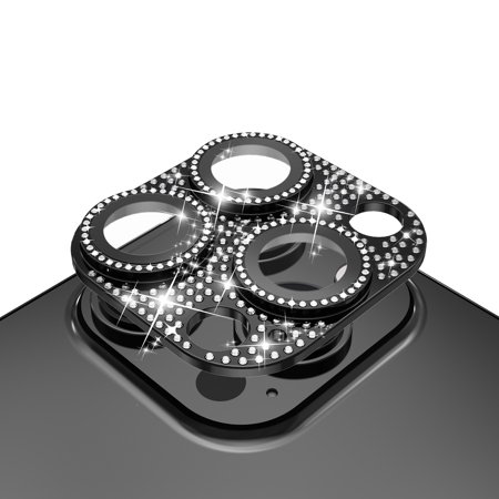 For Apple iPhone 14 PRO 6.1"/iPhone 14 PRO MAX 6.7" Diamond Bling Camera Lens Full Tempered Glass - Black