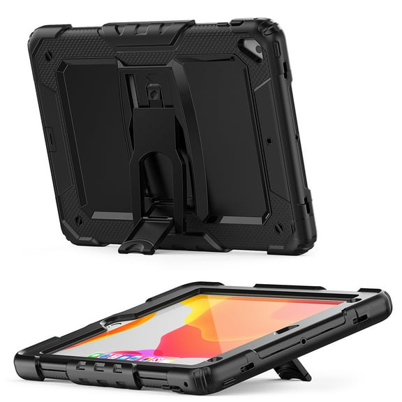 For Apple New iPad 9.7 inch Heavy Duty Full Body 2in1 Rugged Shockproof Protective Tablet Kickstand Cover ,Xpm Phone Case [ Black ]