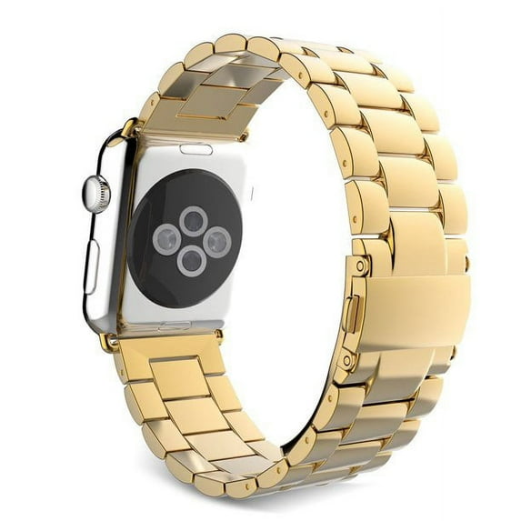 For Apple Watch 41 38 MM Replacement Band, SOATUTO Solid Stainless Steel Link Bracelet Replacement Band Strap with Durable Folding Clasp for Apple Watch Series 8 7 41mm 6 5 4 3 2 1 SE 38 40MM - Gold