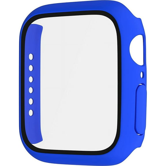 For Apple Watch 41mm iWatch Series 9 Hard PC Bumper Overall Protective Case with Built in Tempered Glass Screen Protector Screen Cover by Xpression - Blue