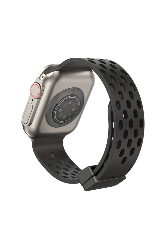 For Apple  Watch Hole Monochrome Magnetic Folding Silicone Watch, Breathable And Comfortable, Compatible With 4/5/6/7/8/Ultra Series