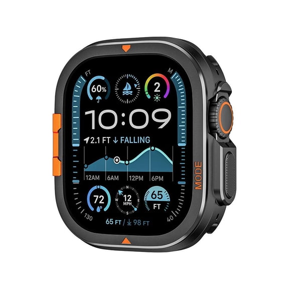 For Apple Watch Metal Case - Zinc Alloy & PC Material, 49MM/46MM Design, Available in Black/Titanium